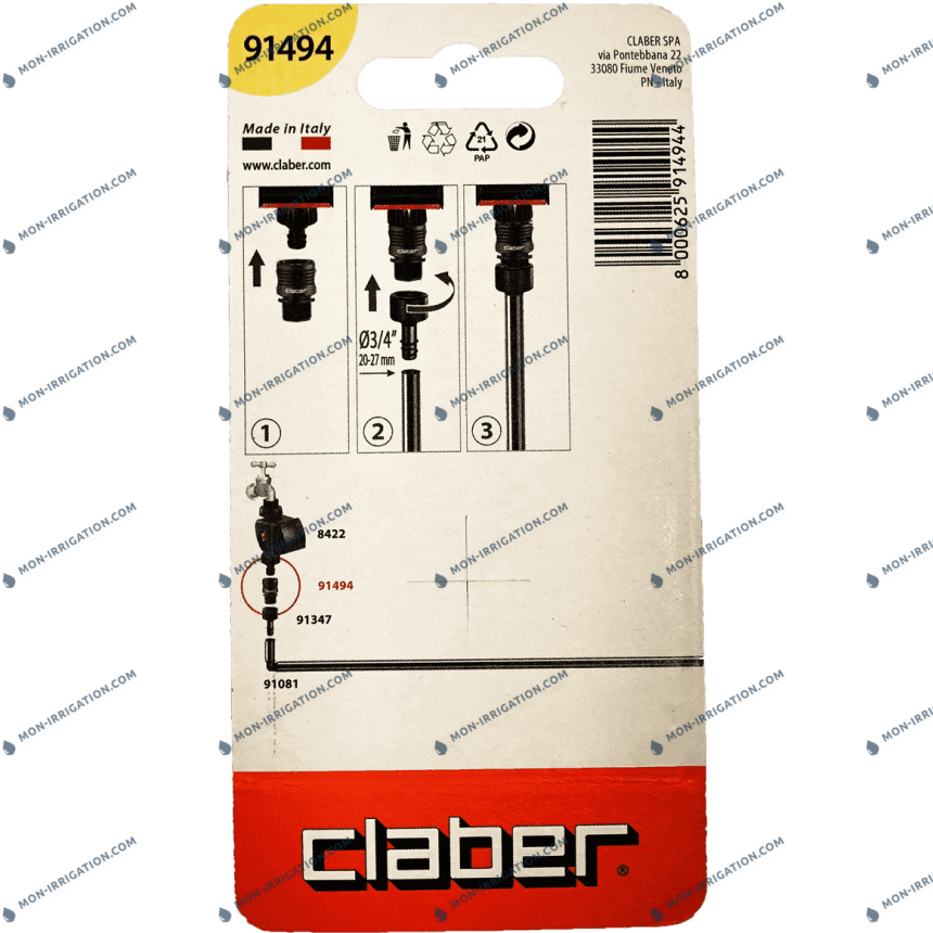 Raccord rapide CLABER Fileté 3/4"