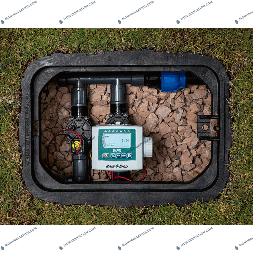 Kit Programmateur a arrosage Rain Bird WPX 1 voie + Electrovanne 100DV 1" femelle 9V avec