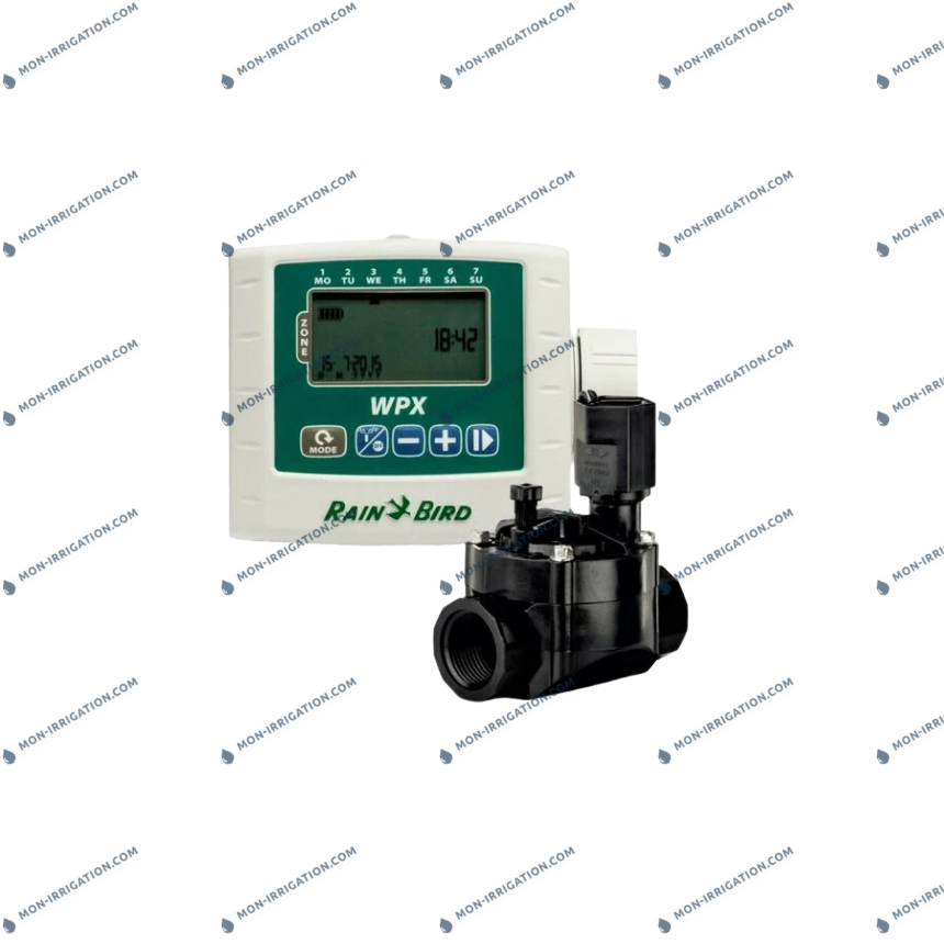 Kit Programmateur a arrosage Rain Bird WPX 1 voie + Electrovanne 100DV 1" femelle 9V avec