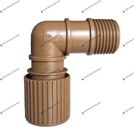 Coude fileté 1/2" IN-EZY pour tuyaux de goutte à goutte 16mm