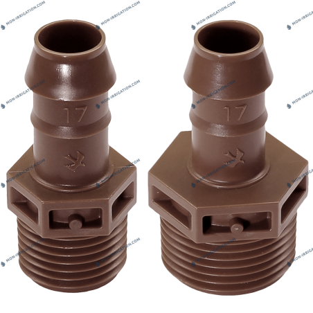 Jonction cannelé / fileté XF RAIN BIRD pour tuyaux de goutte à goutte PEBD 16 mm