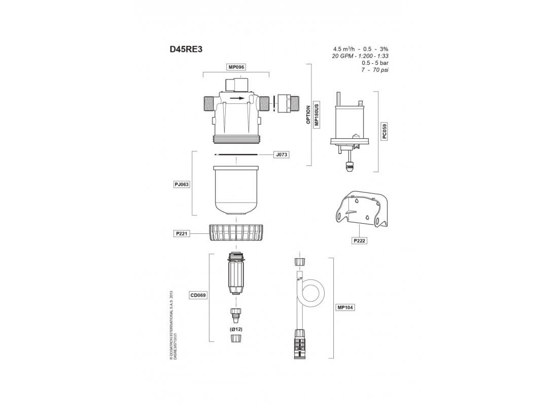 Pièces détachées DOSATRON D45RE3