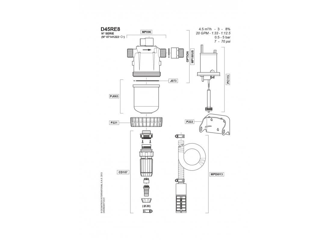 Pièces détachées DOSATRON D45RE8