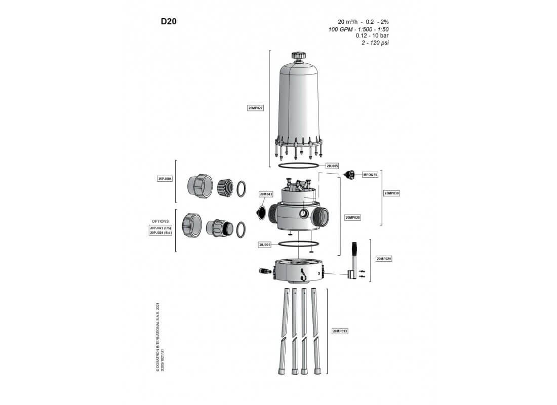 Pièces détachées DOSATRON D20GL2