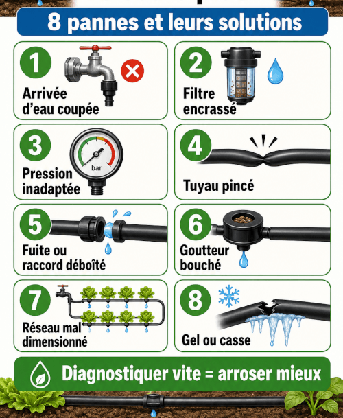 Panne arrosage goutte à goutte