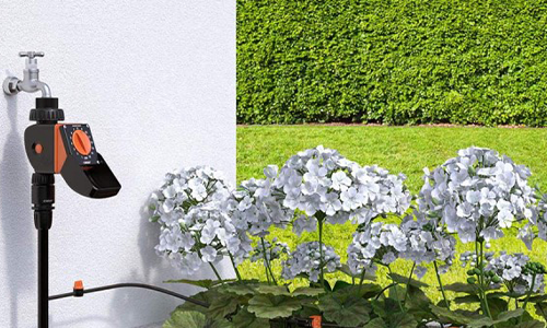 Programmateur LOGICA sur un robinet de jardin extérieur